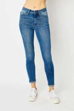 'Judy Blue Jeans' Women's High Waist Skinny Cuffed Jeans - Medium Blue Wash