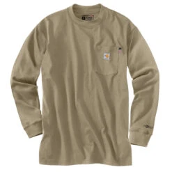 'Carhartt' Men's Flame Resistant Force Long Sleeve Shirt - Khaki