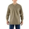 'Carhartt' Men's Flame Resistant Cotton Long Sleeve Henley - Khaki
