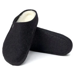 'Birkenstock' Men's Zermatt Shearling Wool Felt Slipper - Anthracite / Natural -Travs Outfitter Store 1015090 sole