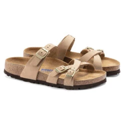 'Birkenstock' Women's Franca Soft Bed Leather Sandal - Sandcastle -Travs Outfitter Store 1022956 pair