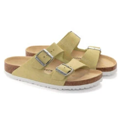 'Birkenstock' Women's Arizona Suede Leather Sandal - Shimmering Popcorn -Travs Outfitter Store 1024190 pair