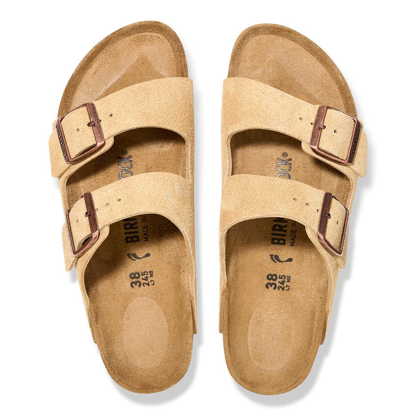 'Birkenstock' Women's Arizona Suede Leather Sandal - Latte Cream 2 'Birkenstock' Women's Arizona Suede Leather Sandal - Latte Cream - Image 2