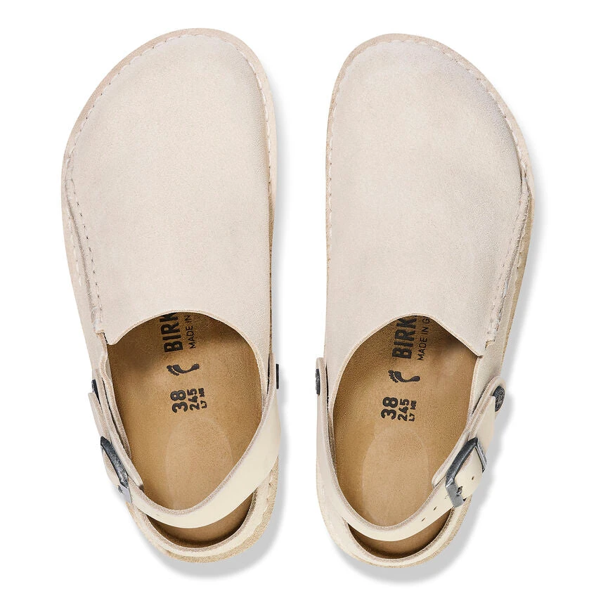 'Birkenstock' Women's Lutry Premium Suede Slipper - Eggshell 2 'Birkenstock' Women's Lutry Premium Suede Slipper - Eggshell - Image 2