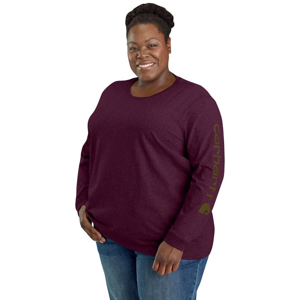 'Carhartt' Women's Workwear Logo Sleeve T-Shirt - Eggplant 2 'Carhartt' Women's Workwear Logo Sleeve T-Shirt - Eggplant - Image 2