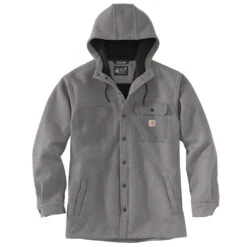 'Carhartt' Men's Rain Defender® Heavyweight Hooded Shirt Jac - Black Heather