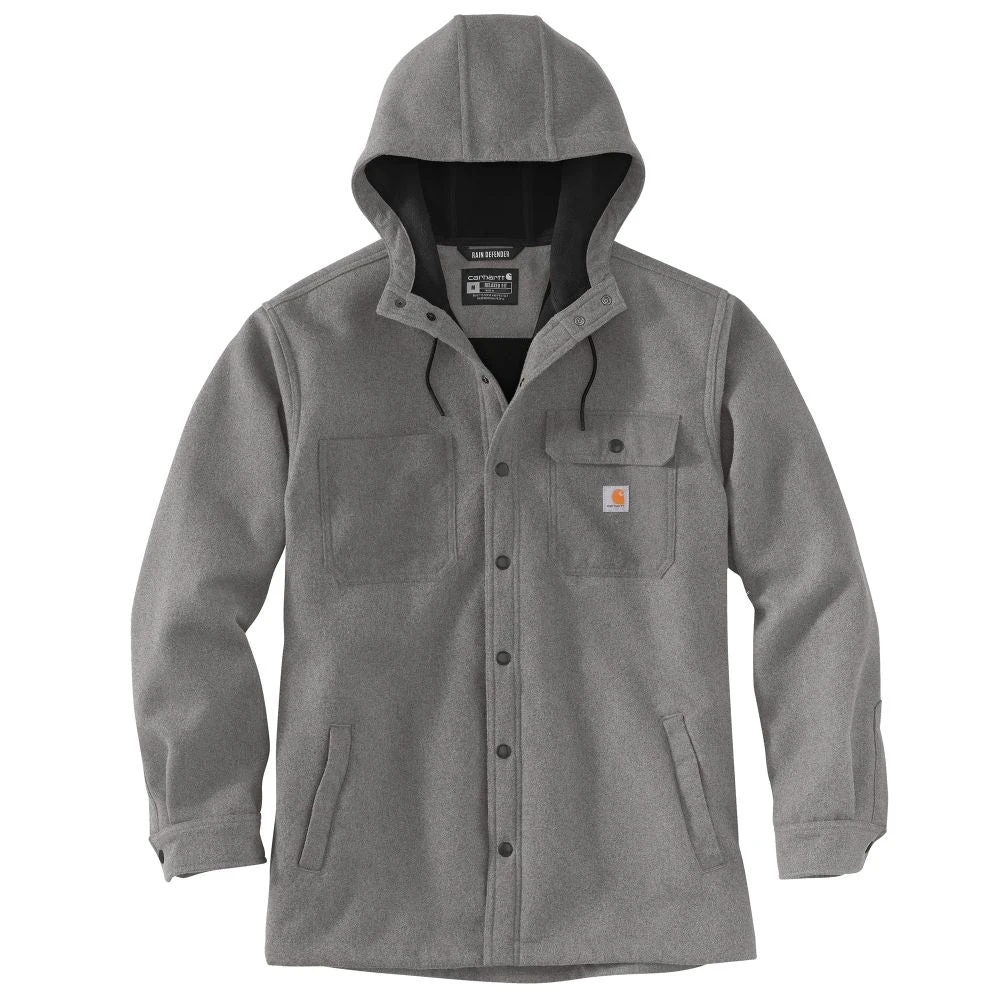 'Carhartt' Men's Rain Defender® Heavyweight Hooded Shirt Jac - Black Heather 1 'Carhartt' Men's Rain Defender® Heavyweight Hooded Shirt Jac - Black Heather