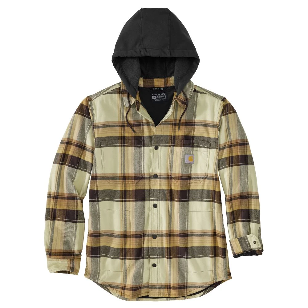 'Carhartt' Men's Rugged Flex® Flannel Fleece Lined Hooded Shirt Jac - Dark Brown 2 'Carhartt' Men's Rugged Flex® Flannel Fleece Lined Hooded Shirt Jac - Dark Brown - Image 2