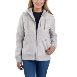 'Carhartt' Women's Midweight Sherpa Lined Full Zip Hoodie - Asphalt Heather Nep