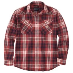 'Carhartt' Men's Montana Snap Plaid - Dark Barn Red