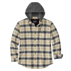 'Carhartt' Men's Flannel Fleece Hooded Jacket - Oat Milk