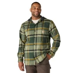 'Carhartt' Men's Flannel Fleece Hooded Jacket - Forestry Green