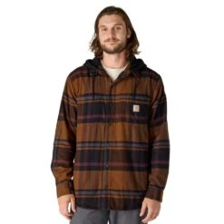 'Carhartt' Men's Flannel Fleece Hooded Jacket - Black