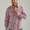 'Wrangler' Men's Fashion Western Plaid Snap Front - Candy Apple Red