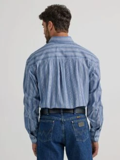 'Wrangler' Men's George Strait™ Striped Button Down - Periwinkle -Travs Outfitter Store 112338098 BB01 RGFF PRD