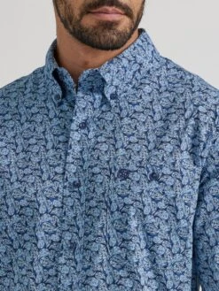'Wrangler' Men's George Strait™ Paisley Button Down - Wavy Sea -Travs Outfitter Store 112338100 BD01 RGBD PRD