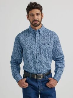 'Wrangler' Men's George Strait™ Paisley Button Down - Wavy Sea