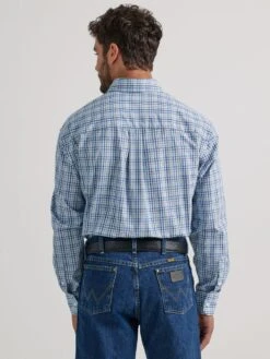 'Wrangler' Men's George Strait™ Plaid Button Down - Blue Small Plaid -Travs Outfitter Store 112338108 BB01 RGFF PRD