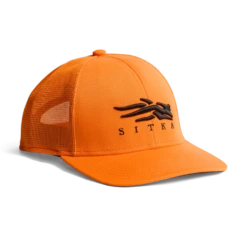 'Sitka' Men's Icon Flex Mid Pro Trucker Cap - Orange / Black