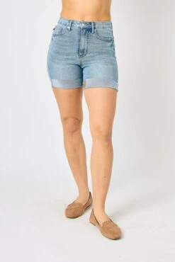 'Judy Blue Jeans' Women's Tummy Control Shorts- Light Blue