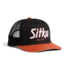'Sitka' Men's 90s Script Hi Pro Trucker Cap - Black / Orange