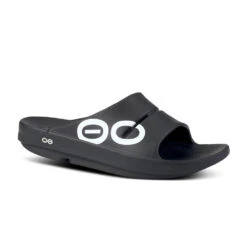 'OOFOS' Men's OOahh Sport Slide - Black / White -Travs Outfitter Store 1500BKWTOO shot2