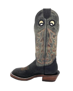 'Hondo Boots' Men's 14" Nubuck Bullhide Western Square Toe - Black -Travs Outfitter Store 225068946