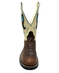 'Hondo Boots' Men's 12" Waxy Cowhide Western Round Toe - Brown Waxy / Bone 10 'Hondo Boots' Men's 12" Waxy Cowhide Western Round Toe - Brown Waxy / Bone -Travs Outfitter Store 2365Front