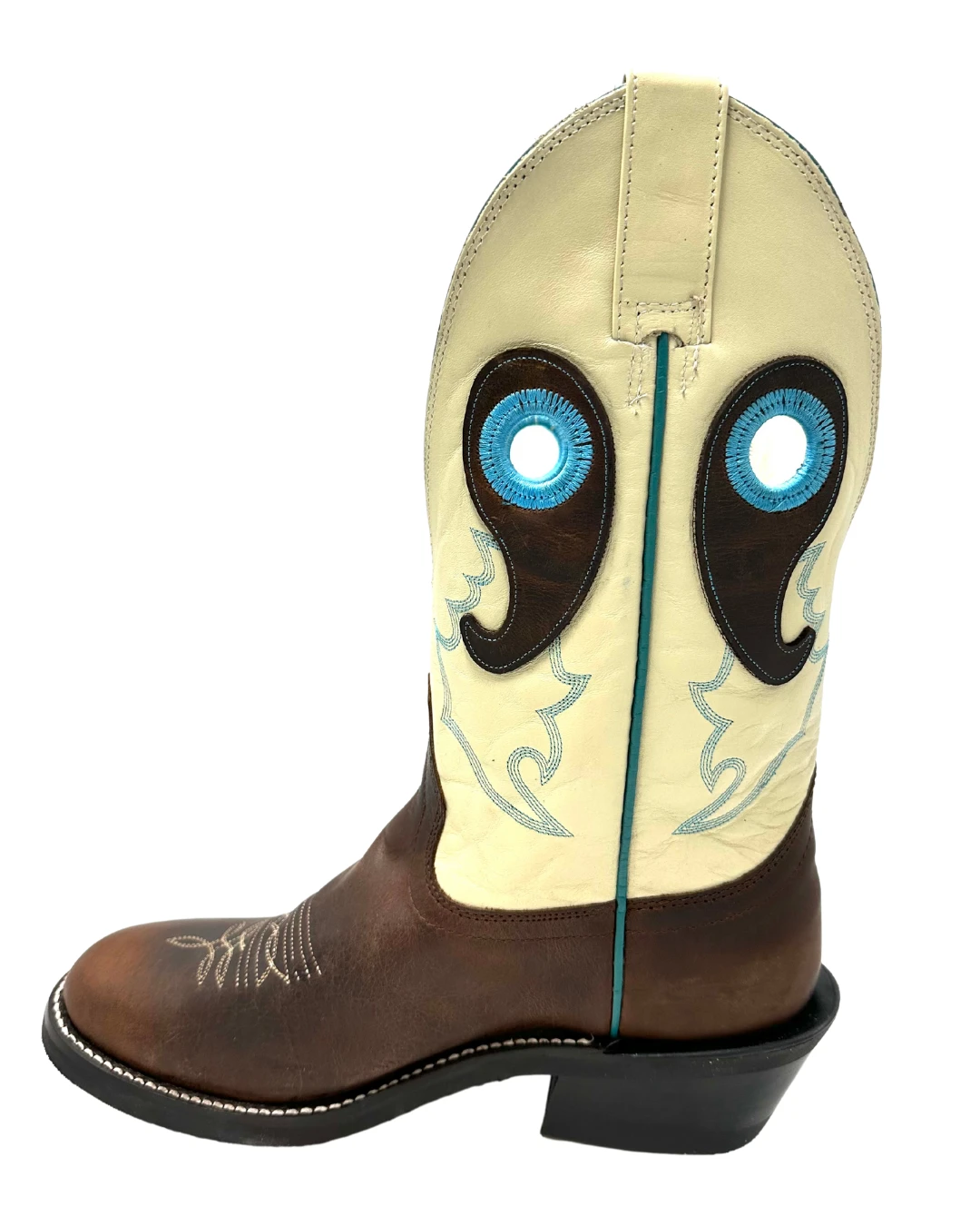 'Hondo Boots' Men's 12" Waxy Cowhide Western Round Toe - Brown Waxy / Bone 6 'Hondo Boots' Men's 12" Waxy Cowhide Western Round Toe - Brown Waxy / Bone - Image 6