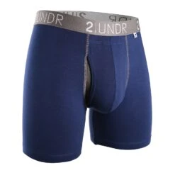 '2UNDR' Men's Swing Shift 6" Boxer Brief - Navy / Grey