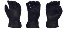 'Bear Knuckles' Double Wedge™ Fleece-Lined Water Resistant Cowhide Driver Glove - Black -Travs Outfitter Store 409
