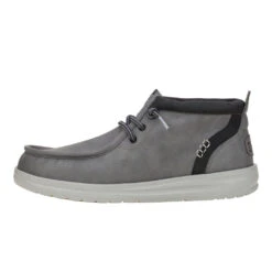 'HEY DUDE' Men's Wally Mid Griper Classic - Grey / Black -Travs Outfitter Store 42051 00K WALLYMIDGRIPRCLASSIC GREYBLACK LEFT SIDE conversion1