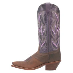 'Laredo' Women's 12" Larissa Western Snip Toe - Brown / Purple -Travs Outfitter Store 52214 3l 1160x crop center 093f071e b095 4750 aa2f af797710124b