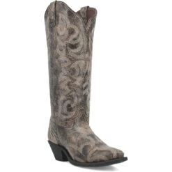 'Laredo' Women's 15" Twyla Zippered Western Snip Toe - Black -Travs Outfitter Store 52223 1