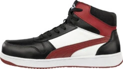 'Puma' Men's Safety Frontcourt EH Mid Comp Toe Boot - Black / Red -Travs Outfitter Store 630055 FRONTCOURT BLK WHT RED MID left