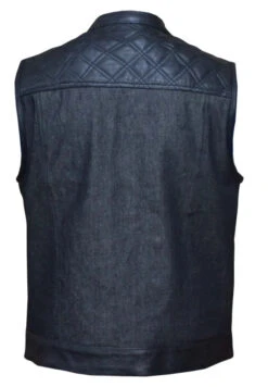 'Unik' Men's Paisley Lined Denim-Leather Vest - Black -Travs Outfitter Store 6676 00 back