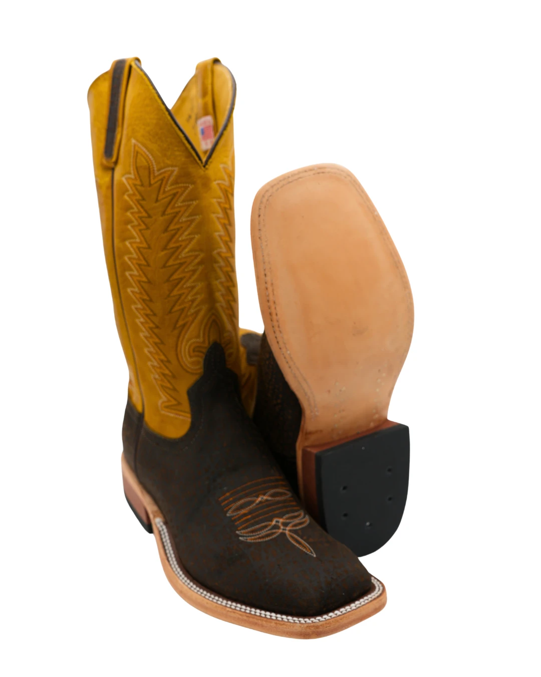 'Anderson Bean' 13" Hippo Square Toe - Chocolate / Yellow 3 'Anderson Bean' 13" Hippo Square Toe - Chocolate / Yellow - Image 3