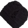 'Cheveux Corp' Women's Criss Cross Knitting Beanie - Black