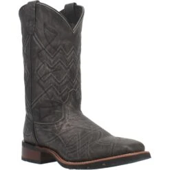 'Laredo' Men's 12" Axel Western Square Toe - Charcoal Black -Travs Outfitter Store 7927 1