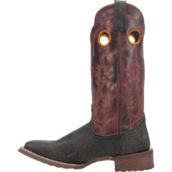 'Laredo' Men's Isaac Western Square Toe - Black / Distressed Maroon -Travs Outfitter Store 7965 3