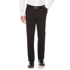 'Savane' Flat Front Stretch Chino - Black