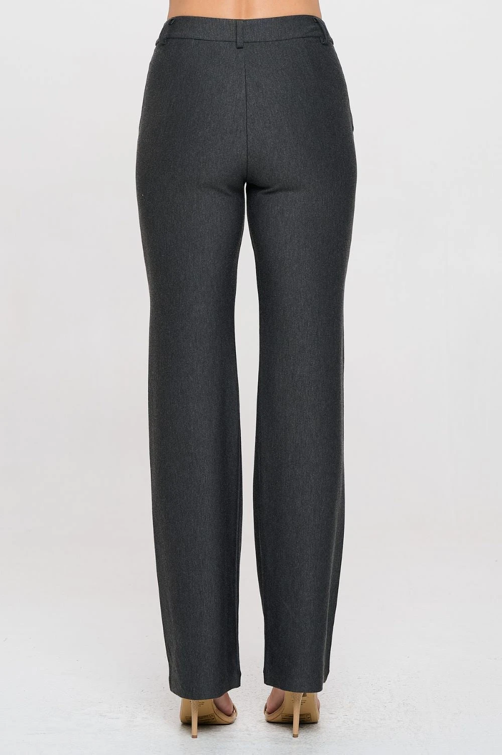 'YELETE' Women's Straight Leg Dress Pants - Charcoal 2 'YELETE' Women's Straight Leg Dress Pants - Charcoal - Image 2