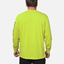 'Brunt' Men's Long Sleeve Brunt Pocket Tee - Hi-Vis Yellow -Travs Outfitter Store Brunt LS Pocket Tee HI VIZ Back