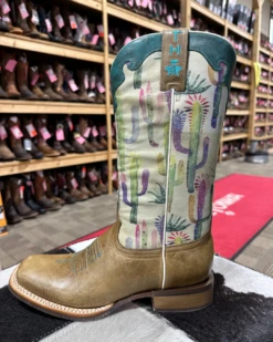'Roper-Tin Haul' Women's 13" Anniversary Hot Stuff/Sun Up Sole - Brown / Cactus -Travs Outfitter Store CactusTinHaulLeft