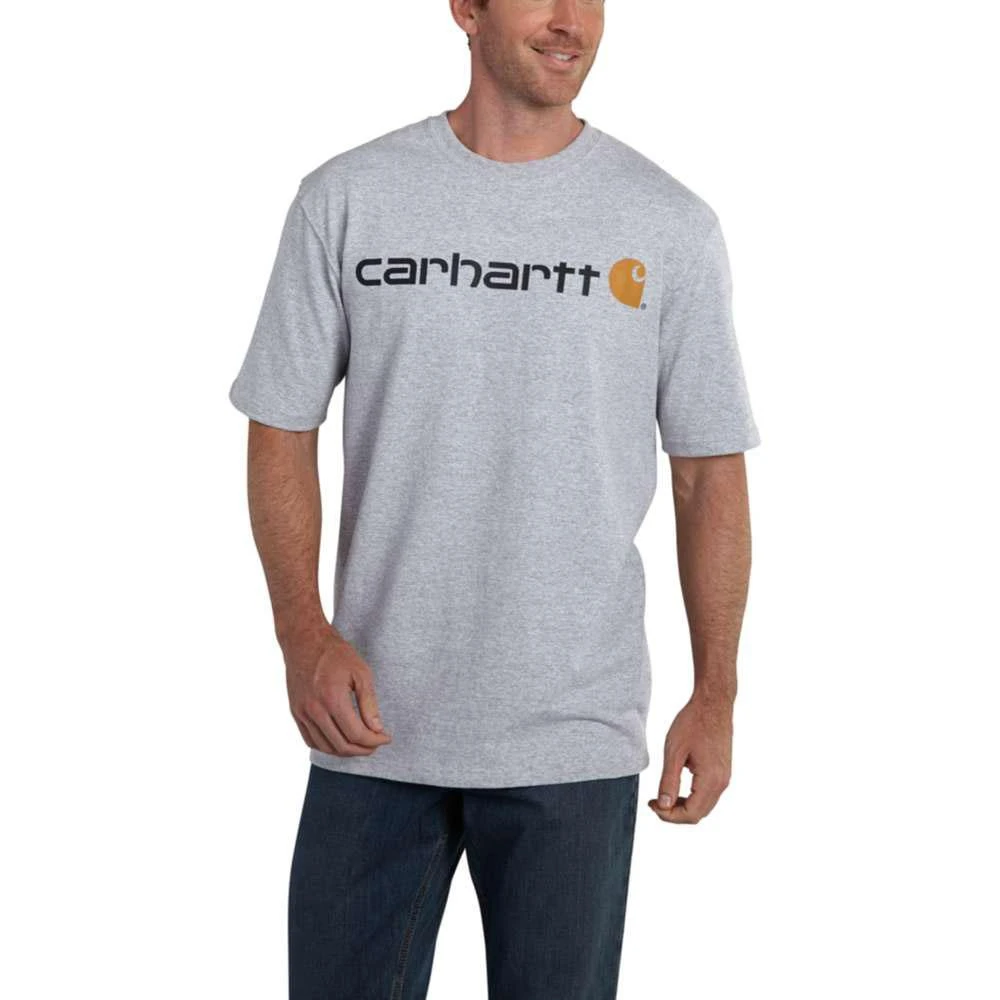 'Carhartt' Men's Heavyweight Logo T-Shirt - Heather Gray 1 'Carhartt' Men's Heavyweight Logo T-Shirt - Heather Gray