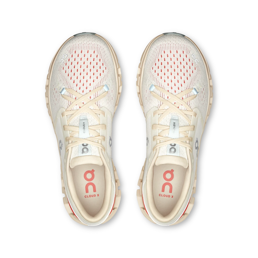 'On Running' Women's Cloud X 4 - Ivory / Salmon 4 'On Running' Women's Cloud X 4 - Ivory / Salmon - Image 4