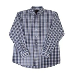 'FX Fusion' Men's Oxford Multi Checkered Long Sleeve - Blue / Tan / White