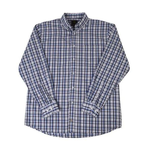 'FX Fusion' Men's Oxford Multi Checkered Long Sleeve - Blue / Tan / White 1 'FX Fusion' Men's Oxford Multi Checkered Long Sleeve - Blue / Tan / White