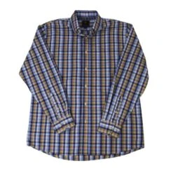 'FX Fusion' Men's Checkered Long Sleeve - Blue / Tan