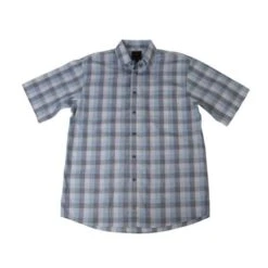 'FX Fusion' Men's Textured Checkered Short Sleeve - Aqua Multi